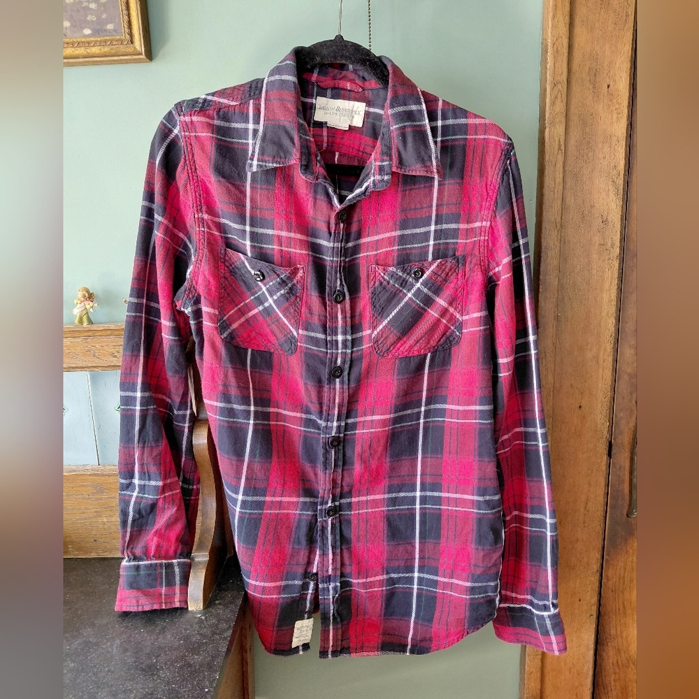 Ralph Lauren Denim & Supply Womens Utility Red Gorpcore Plaid Flannel Shirt Sz L
